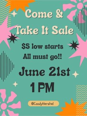Come & Take It Sale Graphic Poster - Teal & Pink